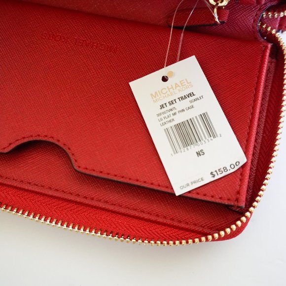 Michael Kors Jet Set L Phone Case Wristlet Red - Picture 6 of 7